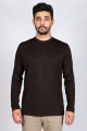 Long Sleeve, Round Neck Viscose (flush) T-Shirt Black