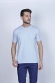 ROUND COLLAR BLEND OF COTTON AND LYCRA SLIM FIT TSHIRT. LIGHT BLUE