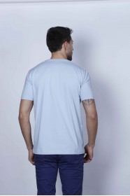 ROUND COLLAR BLEND OF COTTON AND LYCRA SLIM FIT TSHIRT. LIGHT BLUE