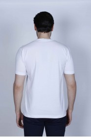 SHORT SLEEVE PRINTED DETAIL, ROUND NECK T-SHIRT. WHITE