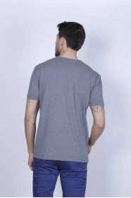 SHORT SLEEVE PRINTED DETAIL ROUND NECK T-SHIRT. ANTHRACITE