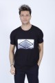 SHORT SLEEVE PRINTED DETAIL ROUND NECK T-SHIRT. BLACK