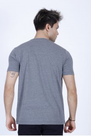 SHORT SLEEVE PRINTED DETAIL ROUND NECK T-SHIRT. ANTHRACITE