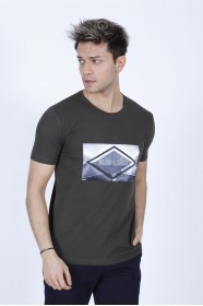 SHORT SLEEVE PRINTED DETAIL ROUND NECK T-SHIRT. NAPHTHA