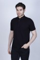 BLACK COLOR, SHORT SLEEVE, PIQUE POLO T-SHİRT WİTH STAND-UP COLLAR