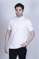 WHITE COLOR, SHORT SLEEVE, PIQUE POLO T-SHİRT WİTH STAND-UP COLLAR