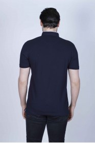 BLACK COLOR, SHORT SLEEVE, PIQUE POLO T-SHİRT WİTH STAND-UP COLLAR