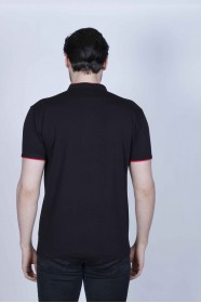BLACK COLOR, SHORT SLEEVE, POLO STAND UP T-SHIRT WITH LYCRA