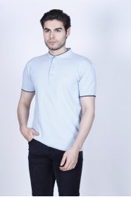 BLUE COLORED SHORT SLEEVE, POLO STAND UP T-SHIRT WITH LYCRA