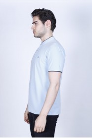 BLUE COLORED SHORT SLEEVE, POLO STAND UP T-SHIRT WITH LYCRA