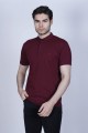 BORDEAUX COLORED, SHORT SLEEVE, POLO STAND UP T-SHIRT WITH LYCRA