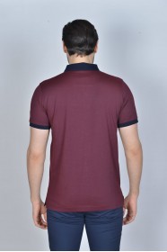 BORDEAUX COLOUR, SHORT SLEEVE, MADE OF SPECIAL MERCERIZED FABRIC, POLO COLLAR, SNAP-BUTTON FASTENING , CLASSIC T-SHIRT.