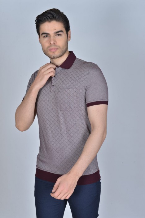 DRIED ROSE COLOR, SHORT SLEEVE, MADE OF SPECIAL MERCERIZED FABRIC, POLO COLLAR, SNAP-BUTTON FASTENING , CLASSIC T-SHIRT.