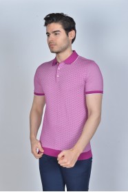 SHORT SLEEVE, MADE OF SPECIAL MERCERIZED FABRIC, POLO COLLAR, SNAP-BUTTON FASTENING , CLASSIC T-SHIRT. CHERRY-COLOR