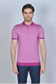 SHORT SLEEVE, MADE OF SPECIAL MERCERIZED FABRIC, POLO COLLAR, SNAP-BUTTON FASTENING , CLASSIC T-SHIRT. CHERRY-COLOR
