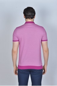 SHORT SLEEVE, MADE OF SPECIAL MERCERIZED FABRIC, POLO COLLAR, SNAP-BUTTON FASTENING , CLASSIC T-SHIRT. CHERRY-COLOR