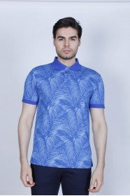 SHORT SLEEVE, POLO NECK, REGULAR-FIT T-SHIRT. BLUE