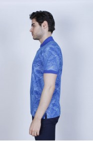 SHORT SLEEVE, POLO NECK, REGULAR-FIT T-SHIRT. BLUE
