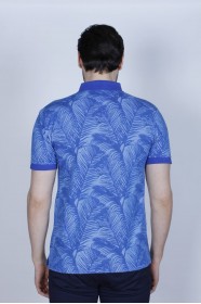 SHORT SLEEVE, POLO NECK, REGULAR-FIT T-SHIRT. BLUE