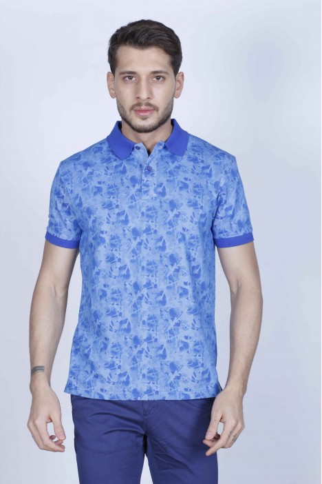 SHORT SLEEVE, POLO COLLAR, REGULAR-FIT T-SHIRT. BLUE
