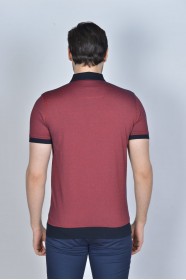 RED COLOR, SHORT SLEEVE, MADE OF SPECIAL MERCERIZED FABRIC, POLO COLLAR, SNAP-BUTTON FASTENING , CLASSIC T-SHIRT.