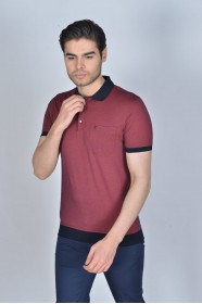 RED COLOR, SHORT SLEEVE, MADE OF SPECIAL MERCERIZED FABRIC, POLO COLLAR, SNAP-BUTTON FASTENING , CLASSIC T-SHIRT.