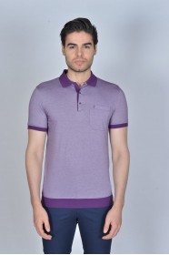 LILAC COLOR, SHORT SLEEVE, MADE OF SPECIAL MERCERIZED FABRIC, POLO COLLAR, SNAP-BUTTON FASTENING , CLASSIC T-SHIRT.