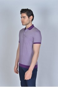 LILAC COLOR, SHORT SLEEVE, MADE OF SPECIAL MERCERIZED FABRIC, POLO COLLAR, SNAP-BUTTON FASTENING , CLASSIC T-SHIRT.