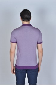LILAC COLOR, SHORT SLEEVE, MADE OF SPECIAL MERCERIZED FABRIC, POLO COLLAR, SNAP-BUTTON FASTENING , CLASSIC T-SHIRT.