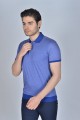 SAX BLUE COLORED, SHORT SLEEVE, MADE OF SPECIAL MERCERIZED FABRIC, POLO COLLAR, SNAP-BUTTON FASTENING , CLASSIC T-SHIRT.