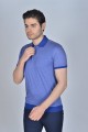 BLUE COLORED, SHORT SLEEVE, MADE OF SPECIAL MERCERIZED FABRIC, POLO COLLAR, SNAP-BUTTON FASTENING , CLASSIC T-SHIRT.