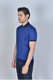 SAX BLUE COLORED, SHORT SLEEVE, MADE OF SPECIAL MERCERIZED FABRIC, POLO COLLAR, SNAP-BUTTON FASTENING , CLASSIC T-SHIRT.