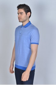 DARK BLUE COLOR, SHORT SLEEVE, MADE OF SPECIAL MERCERIZED FABRIC, POLO COLLAR, SNAP-BUTTON FASTENING , CLASSIC T-SHIRT.