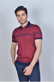 SHORT SLEEVE, MADE OF SPECIAL MERCERIZED FABRIC, POLO COLLAR, SNAP-BUTTON FASTENING , CLASSIC T-SHIRT. BORDEAUX