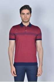 SHORT SLEEVE, MADE OF SPECIAL MERCERIZED FABRIC, POLO COLLAR, SNAP-BUTTON FASTENING , CLASSIC T-SHIRT. BORDEAUX
