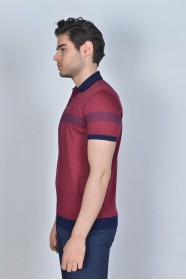 SHORT SLEEVE, MADE OF SPECIAL MERCERIZED FABRIC, POLO COLLAR, SNAP-BUTTON FASTENING , CLASSIC T-SHIRT. BORDEAUX