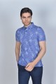 SHORT SLEEVE, MADE OF SPECIAL MERCERIZED FABRIC, POLO COLLAR, SNAP-BUTTON FASTENING , CLASSIC T-SHIRT. SAXBLUE