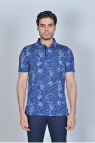 SHORT SLEEVE, MADE OF SPECIAL MERCERIZED FABRIC, POLO COLLAR, SNAP-BUTTON FASTENING , CLASSIC T-SHIRT. SAXBLUE