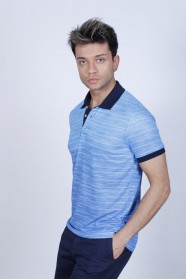 BLUE COLOR, SHORT SLEEVE, REGULAR-FIT, POLO T-SHIRT.