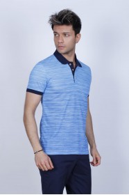 BLUE COLOR, SHORT SLEEVE, REGULAR-FIT, POLO T-SHIRT.