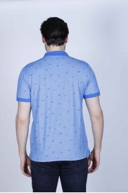 SHORT SLEEVE, REGULAR-FIT, POLO COLLAR PIKE T-SHIRT. SAX BLUE