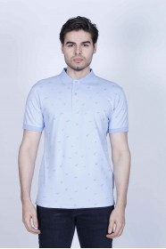 SHORT SLEEVE, REGULAR-FIT, POLO COLLAR PIKE T-SHIRT. ICE-BLUE