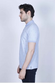 SHORT SLEEVE, REGULAR-FIT, POLO COLLAR PIKE T-SHIRT. ICE-BLUE