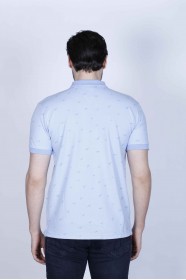 SHORT SLEEVE, REGULAR-FIT, POLO COLLAR PIKE T-SHIRT. ICE-BLUE