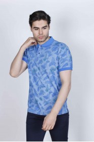 SHORT SLEEVE, REGULAR-FIT, POLO NECK PIKE T-SHIRT. SAXBLUE