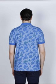 SHORT SLEEVE, REGULAR-FIT, POLO NECK PIKE T-SHIRT. SAXBLUE