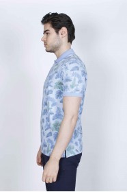 SHORT SLEEVE, REGULAR-FIT, POLO NECK PIKE T-SHIRT. ICE BLUE