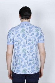 SHORT SLEEVE, REGULAR-FIT, POLO NECK PIKE T-SHIRT. ICE BLUE