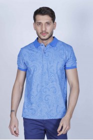 SHORT SLEEVE, REGULAR-FIT, POLO NECK PIKE T-SHIRT. SAXBLUE