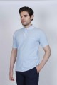 SHORT SLEEVE POLO COLLAR COTTON T-SHIRT. NAVYBLUE